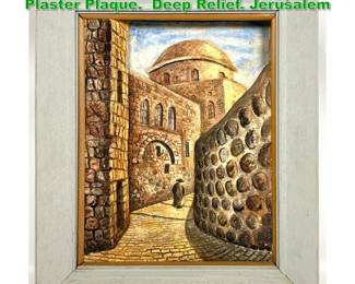 Lot 1418 Joseph Manobla Painted carved Plaster Plaque. Deep Relief. Jerusalem 