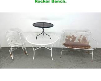 Lot 1665 4 pcs Outdoor Garden. Tables, Rocker Bench. 