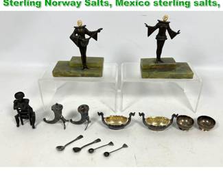Lot 1444 Mixed Lot. Art Deco Bookends Sterling Norway Salts, Mexico sterling salts, 