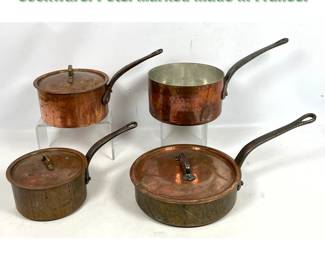 Lot 1563 4pcs Vintage French copper cookware. Pots. Marked made in France. 
