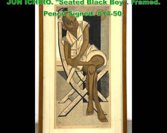 Lot 1465 Japanese Woodblock Print SEKINO JUN ICHIRO. Seated Black Boy. Framed. Pencil Signed. 1450. 