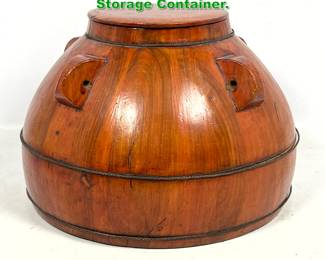 Lot 1571 Vintage Asian Wood Rice Food Storage Container. 