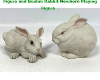 Lot 1434 2pcs Cybis Porcelain Bunny Rabbit Figure and Boehm Rabbit Newborn Playing Figure . 
