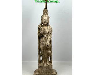 Lot 1575 Kwan Yin Figural Painted Plaster Table Lamp. 
