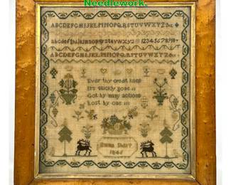 Lot 1460 1846 Emma Sharp Needle Sampler. Needlework. 