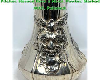 Lot 1303 KAYSERZINN Antique Art Nouveau Pitcher. Horned Devil s Head. Pewter. Marked 4061. Polished. 