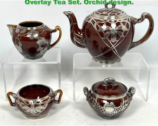 Lot 1361 Art Nouveau Lenox Sterling Overlay Tea Set. Orchid design. 