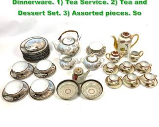 Lot 1727 Mixed Lot Asian Porcelain Dinnerware. 1 Tea Service. 2 Tea and Dessert Set. 3 Assorted pieces. So