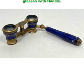 Lot 1333 French Enamel and Brass Opera glasses with Handle. 