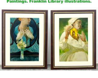 Lot 1422 2pcs BOB DACEY Watercolor Paintings. Franklin Library illustrations. 