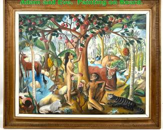 Lot 1622 Haitian Painting by Wilson Bigaud. Adam and Eve. Painting on Board. 