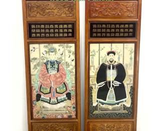 Lot 1572 par Chinese Painting in Carved wood Wall Panels. 