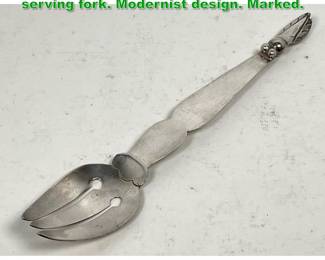 Lot 1309 SANBORNS Mexico Sterling Silver serving fork. Modernist design. Marked. 