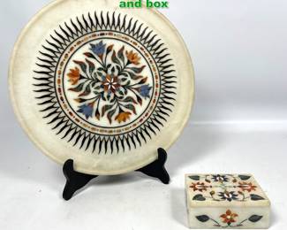 Lot 1490 Inlaid semiprecious stone tray and box