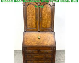 Lot 1551 Large William And Mary Style Closed Door Bookcase Drop Front Desk. Burl front. 