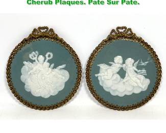 Lot 1381 2pcs France Limoges Miniature Cherub Plaques. Pate Sur Pate.
