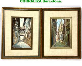 Lot 1484 Pair painting on board. Signed L CORRALIZA Barcelona. 