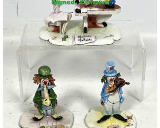 Lot 1506 3pcs Italian Porcelain Figures. Signed. Zampiva 