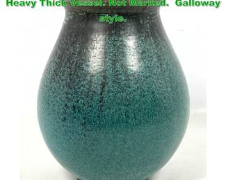 Lot 1436 Drip Glaze Stoneware Pottery Vase. Heavy Thick Vessel. Not Marked. Galloway style.