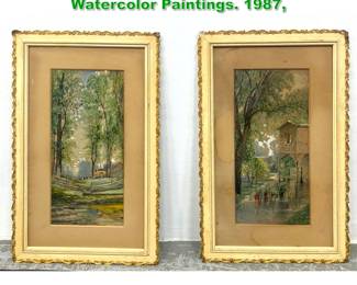 Lot 1497 Pair EDMUND DARCH LEWIS Watercolor Paintings. 1987, 