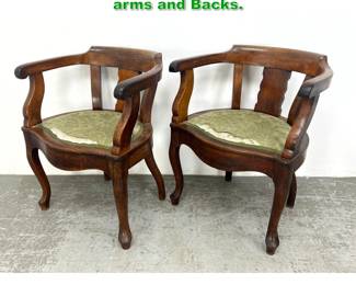 Lot 1549 Pr Vintage Tub Arm Chairs. Curved arms and Backs. 