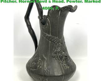 Lot 1432 KAYSERZINN Antique Art Nouveau Pitcher. Horned Devil s Head. Pewter. Marked 4064, P. 