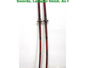Lot 1619 2pcs Asian Wood practice Display Swords. Lacquer finish. As f