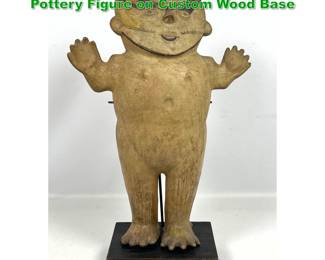 Lot 1569 Vintage Large PreColombian Style Pottery Figure on Custom Wood Base