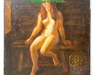 Lot 1512 Large Russian Nude Portrait Painting on Panel. 