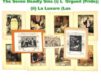 Lot 1462 Antique Print Lot. Andre Lambert. The Seven Deadly Sins i L Orgueil Pride ii La Luxure Lus