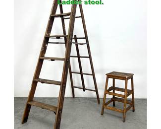 Lot 1660 2 Vintage Wood Ladders. Ladder stool. 