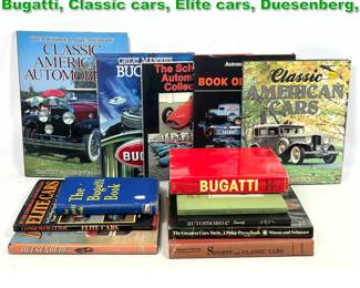 Lot 1687 13pc Books on Automobiles. Bugatti, Classic cars, Elite cars, Duesenberg, 
