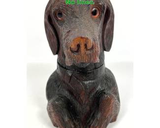 Lot 1392 Vintage Carved Wood Dog Inkwell. No liner.