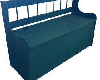 Dark Green Wood Storage Bench