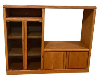 Wooden Entertainment Stand With Glass Doors