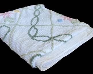 Vintage Floral Twin Size Chenille Bedspread