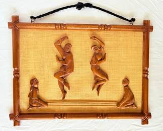 Vintage 3D Teak Dancers Art