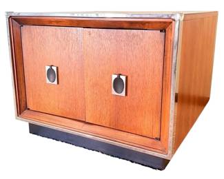 MCM Plinth Blaze Walnut And Chrome End Table