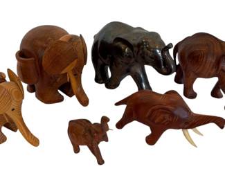 Wood Carved Elephants 1 Ceramic 