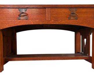 Large Wood Arts And Crafts Style Desk