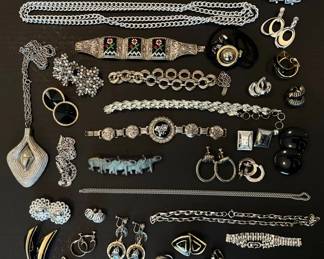 Silver And Black Toned Costume Jewelry