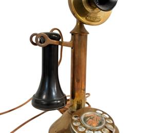 Vintage Brass Rotary Candlestick Phone