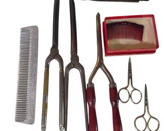 Vintage Curling Irons, Comb, Razor More 