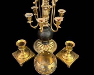Brass Candelabra, Candle Stick Holders And More