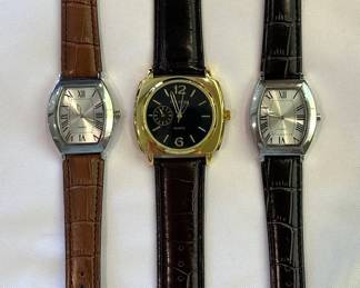Three Watches w Genuine Leather Bands