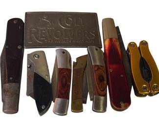 Vintage Belt Buckle And Assorted Switchblades 
