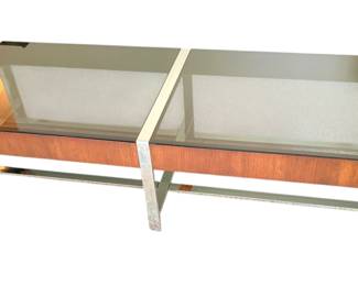 Mid Century Walnut And Chrome Coffee Table