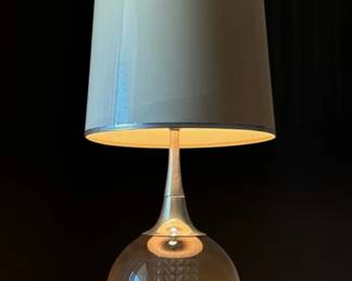 Large Mid Century Table Lamp With Smoked Glass 45 Tall