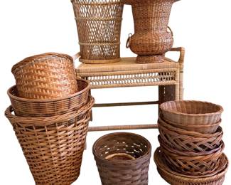 Wicker Trash Cans, Catch All Baskets, More