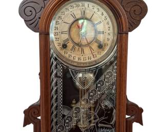 Vintage Carved Wood Grandfather Mantle Clock 
